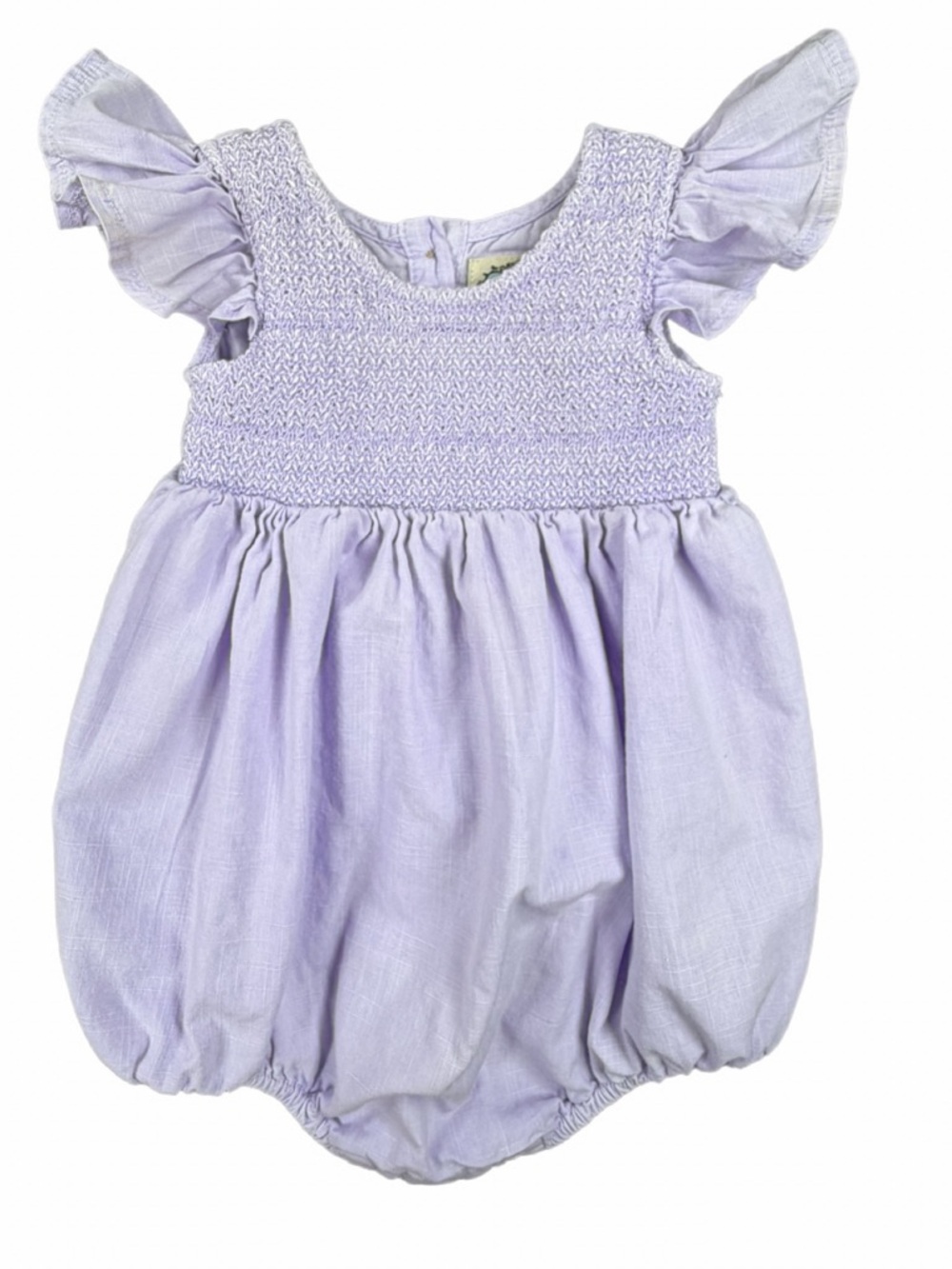 LITTLE PRIM Ruffle Sleeve Crochet Cotton Bubble Romper - 9M